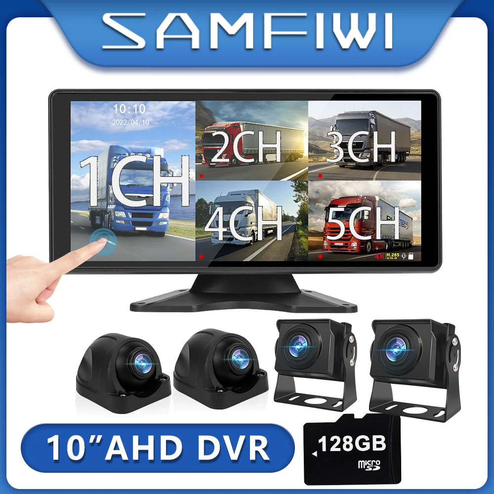 

10.36"5CH IPS Split Touch Split Screen AHD Car Monitor rear camera for Car/Bus/Truck with Parking Video Recorder