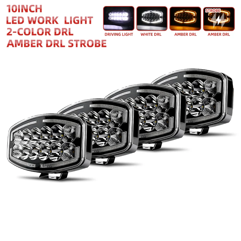 HAOLIDE 10 inch LED werklamp wit amber dubbele DRL welkomstlicht spotlight extra vrachtwagenrijlicht knipperlicht off-road gebruik 12V 24V