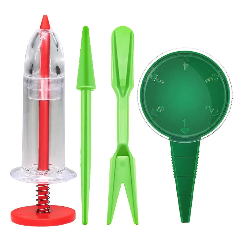 Mini Sowing Seed Dispenser Manual Sower Seed Spreader Handheld Seed Planter Tool 5 Different Settings Hand Seeder with 2 Transpl