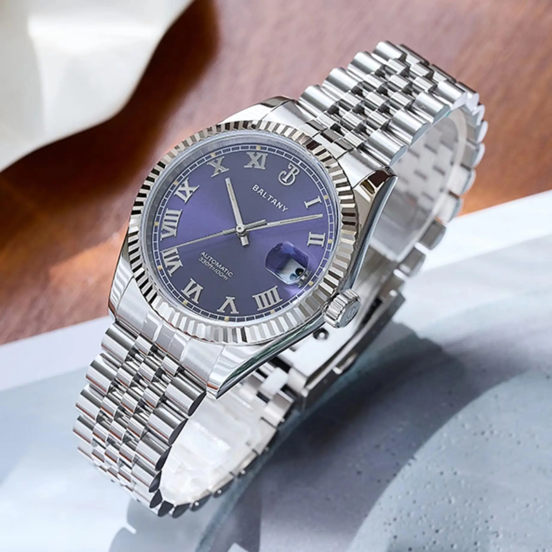 Baltany Men Automatic Watch Luxury 39mm Mechaical Wristwatch Sapphire Mirror 10Bar Waterproof Luminous NH35