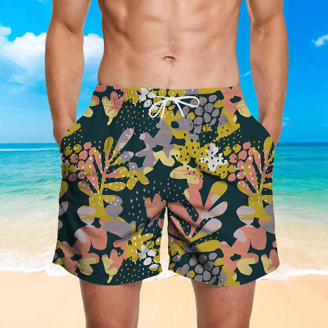 

New Stylish and Comfortable Men's 3D Printed Shorts Quick-drying Sports Resort Beach Shorts Breathable and Cool Swim Trunks