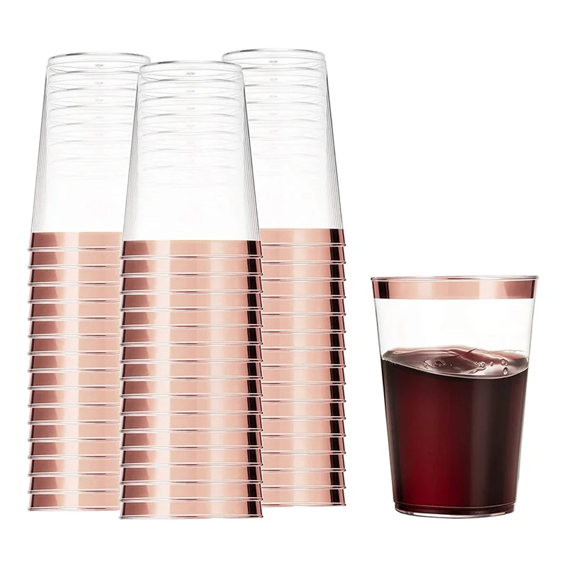 

50PCS Plastic Wine Cups Plastic Tumblers Reusable Drink Cups Party Wine Glasses For Champagne Beer Cocktail Martini