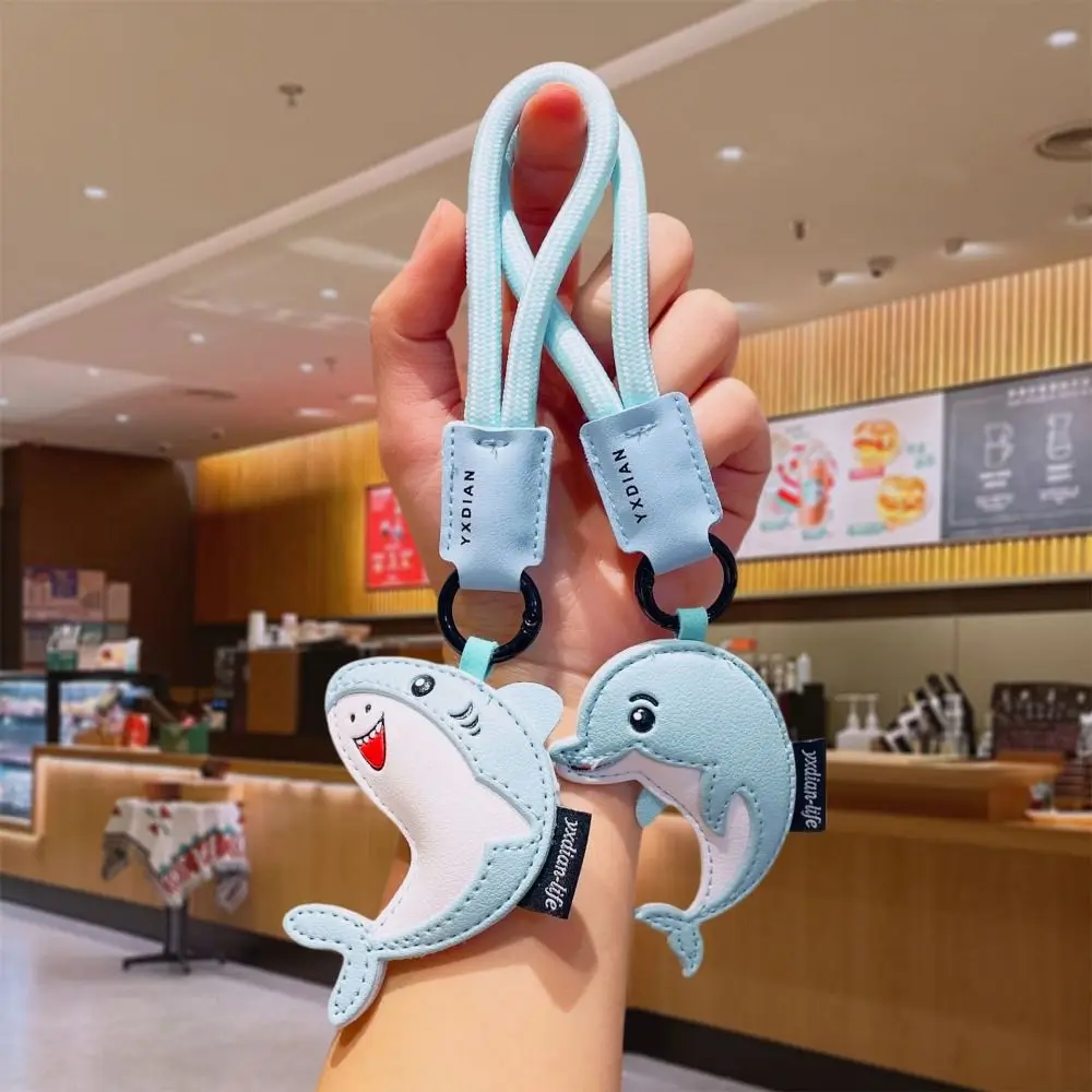 Kawaii PU Leather Dolphin Keychain Ocean Animal Shark Dolphin Pendant Birthday Gifts Bag Charms Car Keyring Students