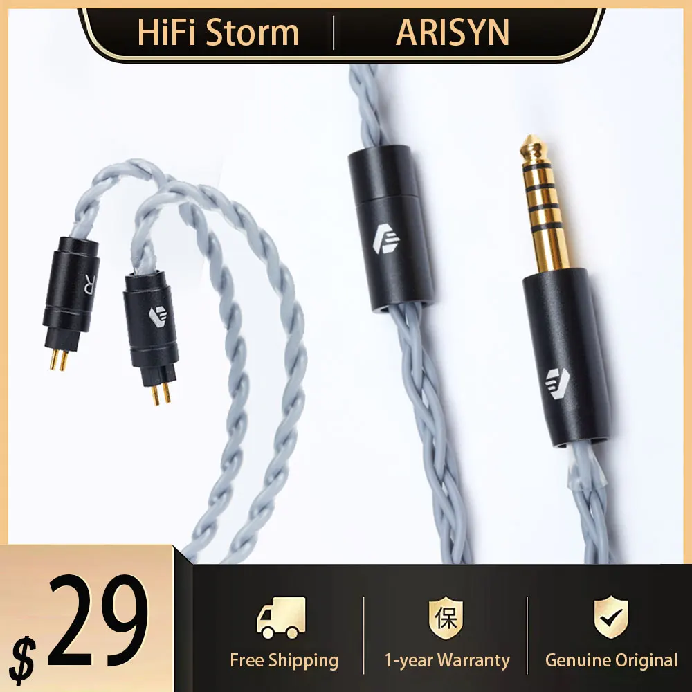 

New ARISYN GU YUN Earphone Upgrade Cable 24 AWG 4 Wires Copper Alloy Earbuds Wired Headset 0.78 2pin 4.4mm Headphone Plug IEMs