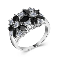 BLACK AWN Silver Color Rings Fashion Jewelry Trendy Engagement Bague Wedding Rings for Women