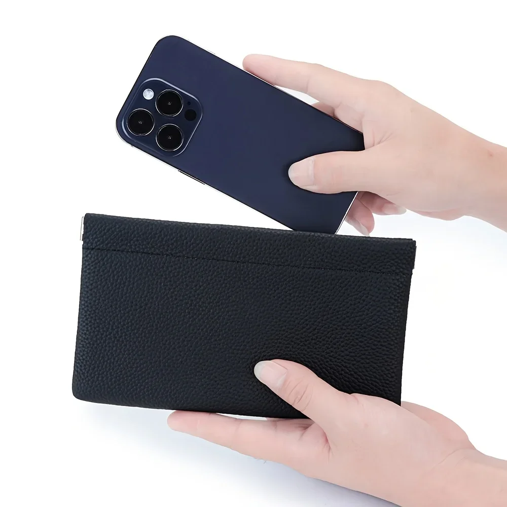 Portefeuille en cuir artificiel à la mode de grande capacité, adapté au stockage de cartes, d'argent liquide, de téléphones mobiles, portefeuilles à clip pour cartes