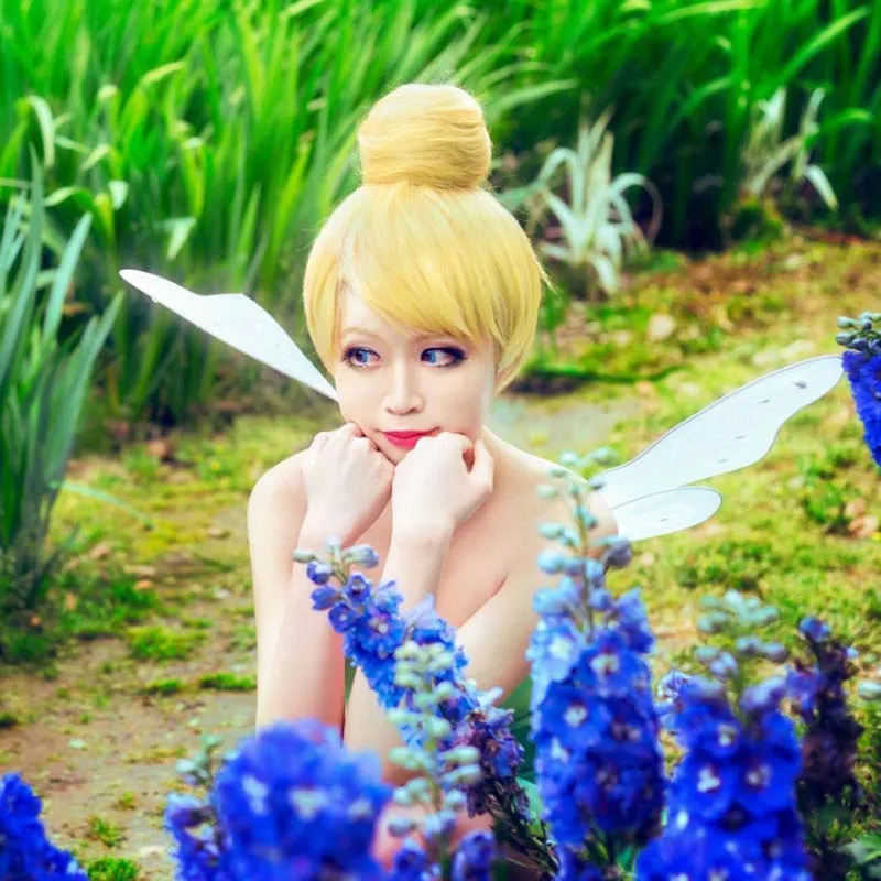 Anime Wig Short Blonde Cosplay Fairy Tinker Bell Hair Wigs For Women Princess Tinkerbell Adults Size Synthetic Hairs for Female