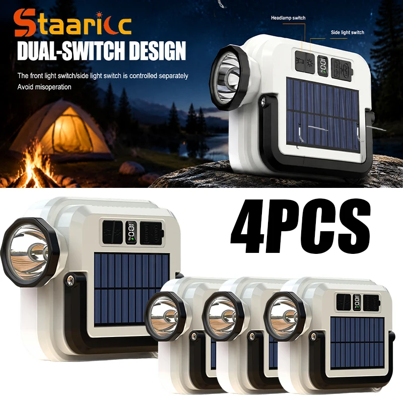 STAARIC Portable Solar Camping Light Emergency LED Hanging Lamp Rechargeable Outdoor Tent Work Light with Digital Power Display