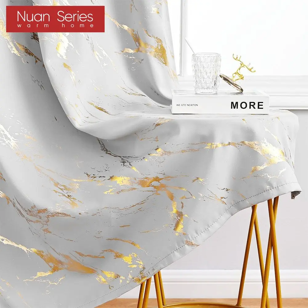 

1PC Nuan Series Modern Floral Silver Foil Curtains Printed for Dining Room Living Room