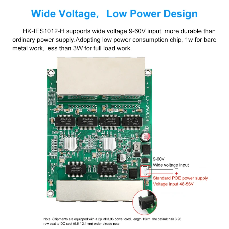 

12-port 100Mbps switch module, 8-port standard POE power supply, micro-miniature embedded built-in expansion PCBA motherboard