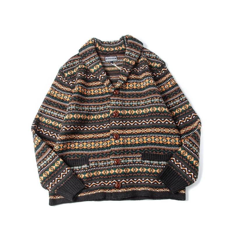 

Heavyweight Cotton Wool Blend Thick Needle Knitted Button up Cardigan Men's Autumn Winter Sweater Unisex Outerwear