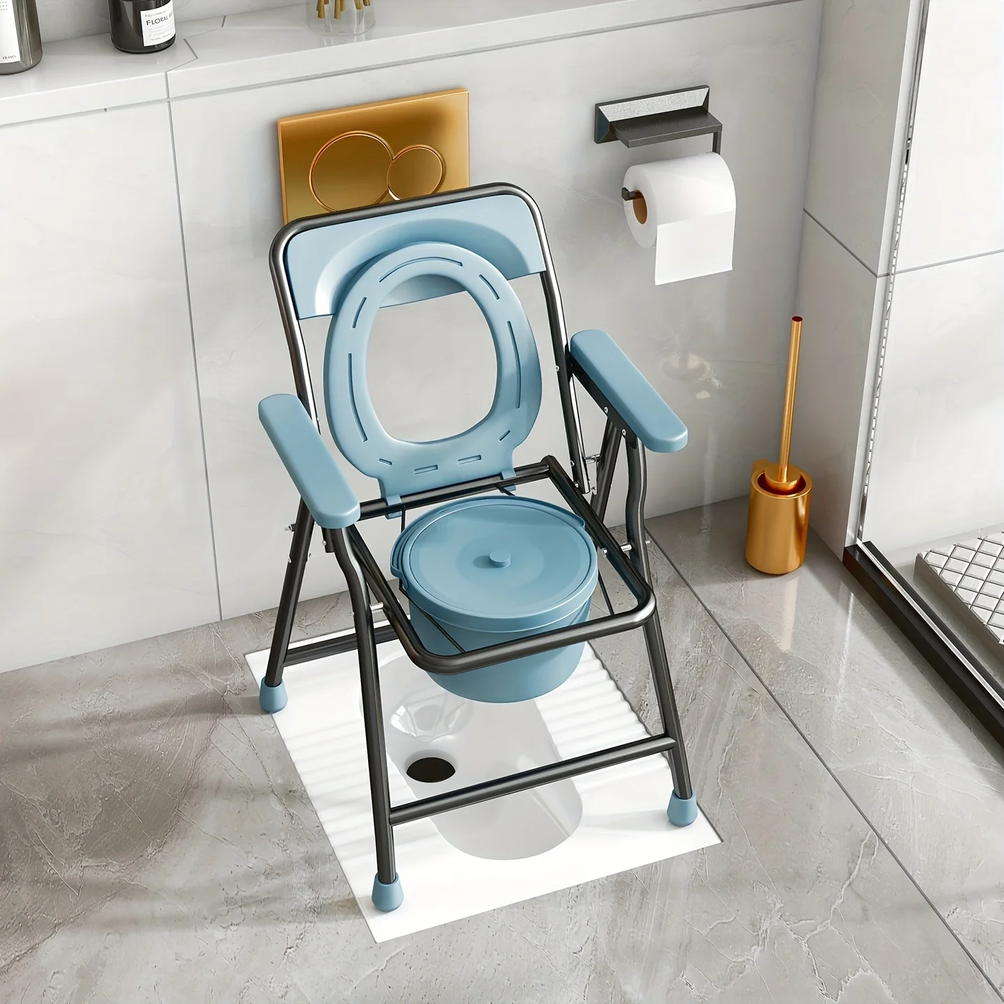 كرسي مرحاض قابل للطي من الفولاذ الكربوني، مقاوم للصدأ وسهل التنظيف، مناسب للحمام والمراحيض المؤقتة الخارجية، كرسي مرحاض قابل للتعديل من الفولاذ الكربوني، مقاوم للصدأ وسهل التنظيف، مناسب للاستخدام المؤقت في الحمام والخارج