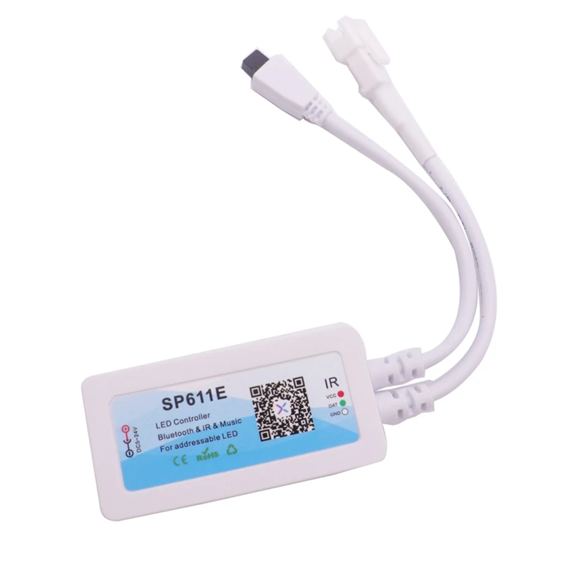 وحدة تحكم RGB قابلة للعنونة مع بلوتوث ، موسيقى ذكية ، شريط LED ، SP611E ، WS2812B ، SK6812 ، WS2811