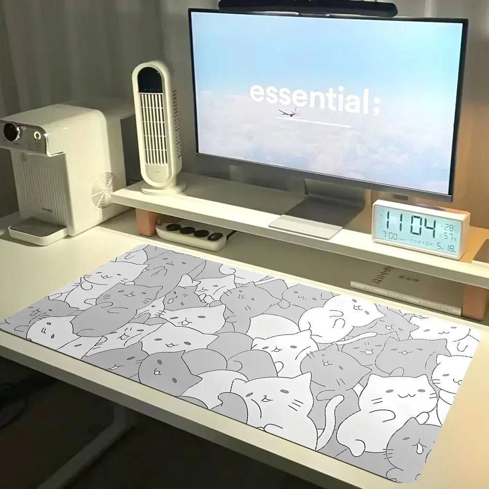 사랑스러운 고양이 패턴 대형 가죽 XXL 귀여운 카와이 만화 마우스패드 미끄럼 방지 컴퓨터 키보드 노트북 패드 식탁 데스크탑 매트