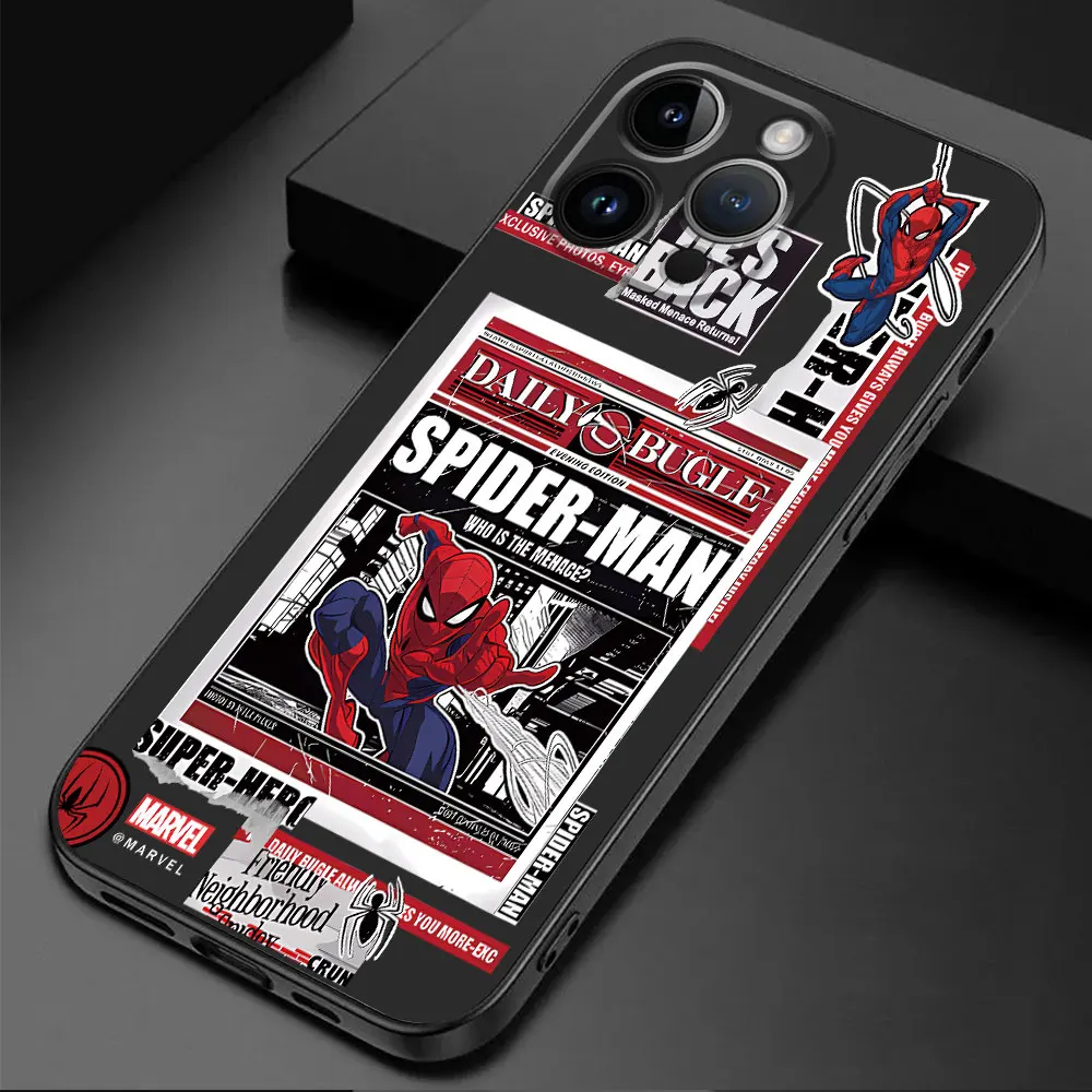 Marvel superhero Spider Man Phone Case for Apple iPhone 15 16 Pro Max SE 13 XS X 14 12 Mini 16 Plus 11 Pro XR Cover Black Soft