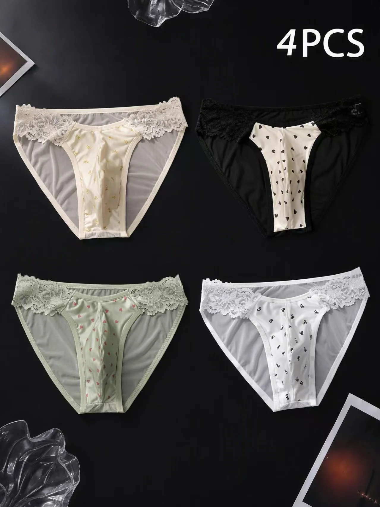 4PCSSexy Mens Seamless Panties Ice Ultra Thin Sports Fitness Bulge Pouch briefs Male Panties Low Waist