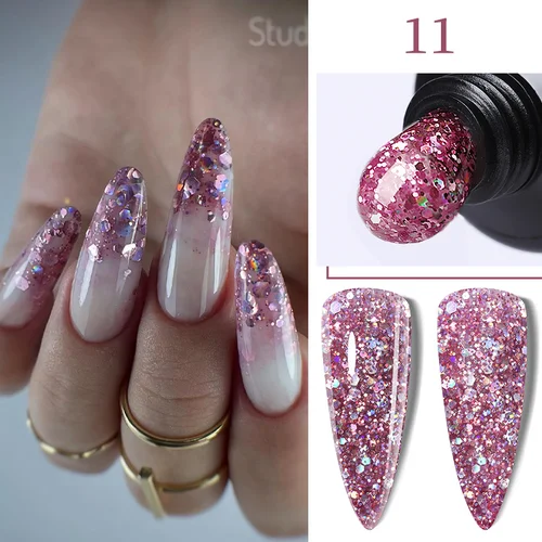LILYCUTE 15ML Rosa brillo lentejuelas extensión de uñas Gel dedo prolongación semipermanente remojo LED UV arte de uñas barniz de Gel duro