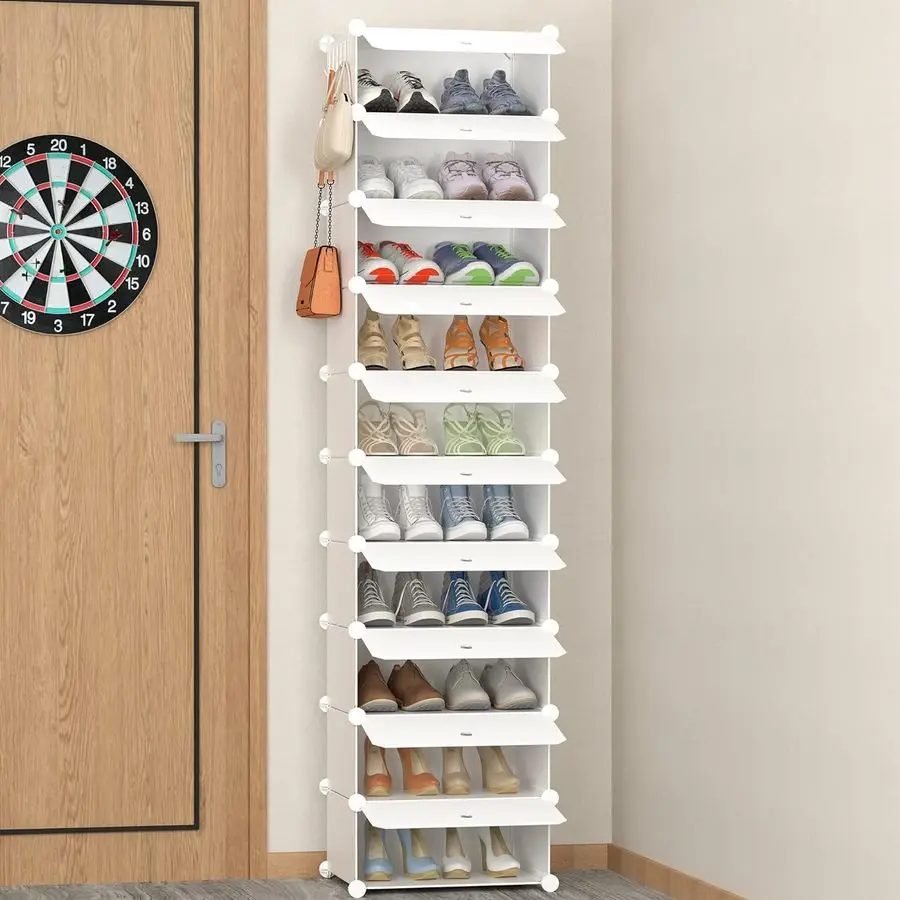 

Shoe Storage, 10Tier Shoe Rack Organizer for Closet 20 Pair Narrow Shoes Shelf Cabinet for Entryway, Bedroom and Hallway