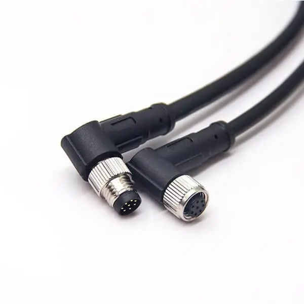 M8 Cable Connector 8 Pin Right Angle Male to Female A Code Cordset Screw Plug For Cable 26AWG 1M