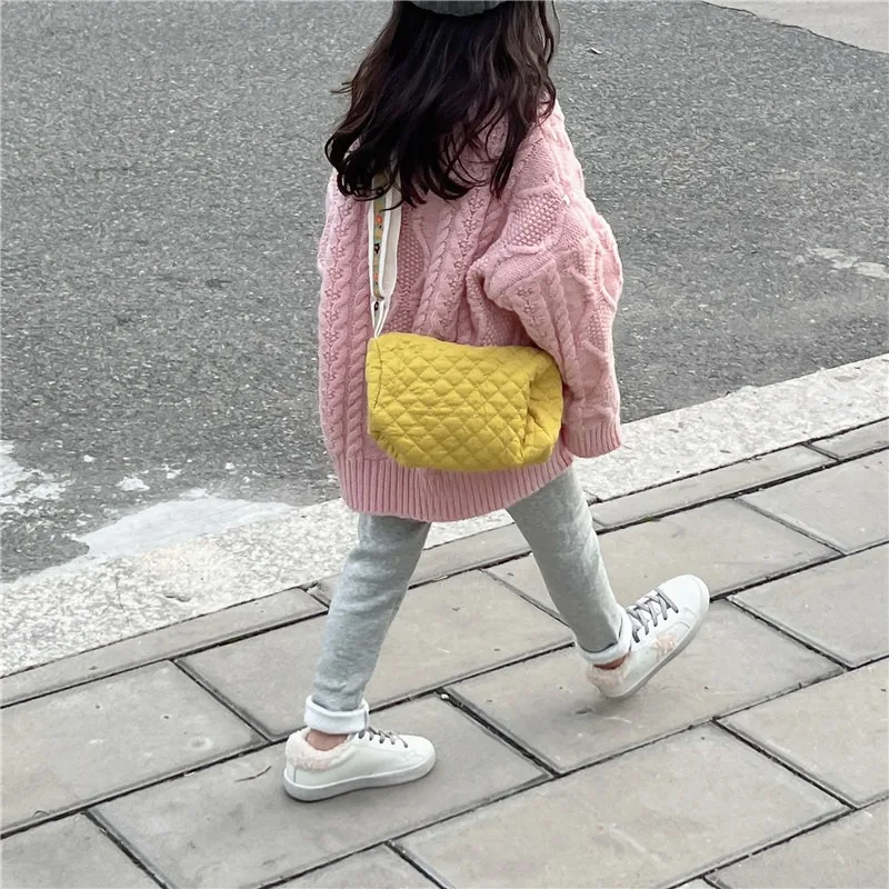 Nuova borsa a tracolla Casual per bambini accessori a tracolla cuscino a reticolo di diamanti per telefono cellulare dolce carino interazione genitore-figlio