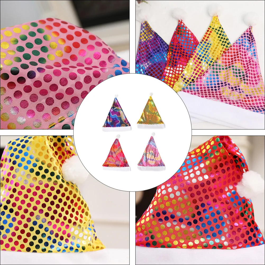 

4 Pcs Party Christmas Snowflake Hat Santa Claus Sequins Elastic Sequined