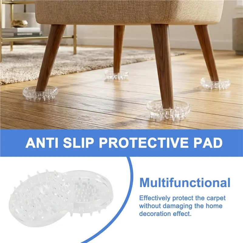 A25F-16X Carpet Protectors 8Pcs Spiked Caster Cups Floor Saver Pads Clear Spiked Floor Castor Cups Spiked Furniture Cup