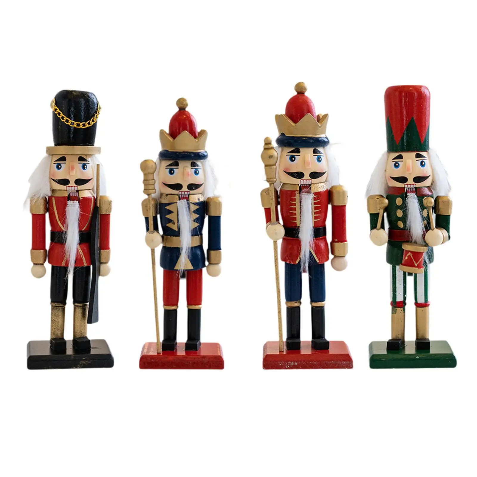 Christmas Nutcracker Handmade Holiday Decoration Nutcracker Doll Figure Ornament for Fireplace Parties Tabletop Xmas Gift Shelf