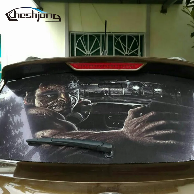 135cmx55cm Perforated Car Rear Window Glass Printed Styling Film Rear Windshield One Way Vision Mesh Film Tint