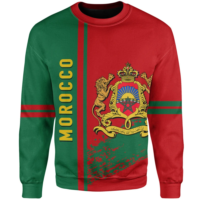 Morocco Football Sweaters For Men Clothing 3d Printed Moroccan Sports Sweater Male Tops Long Sleeve Autumn Soccer Sweatshirts