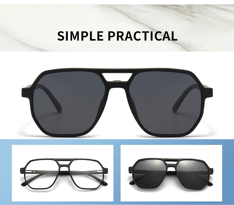 VCKA Big Frame Polarized Myopia Sunglasses 6 in 1 Prescription Magnetic Clip Men Women Glasses Custom Optical Eyewear -0.5 To-10