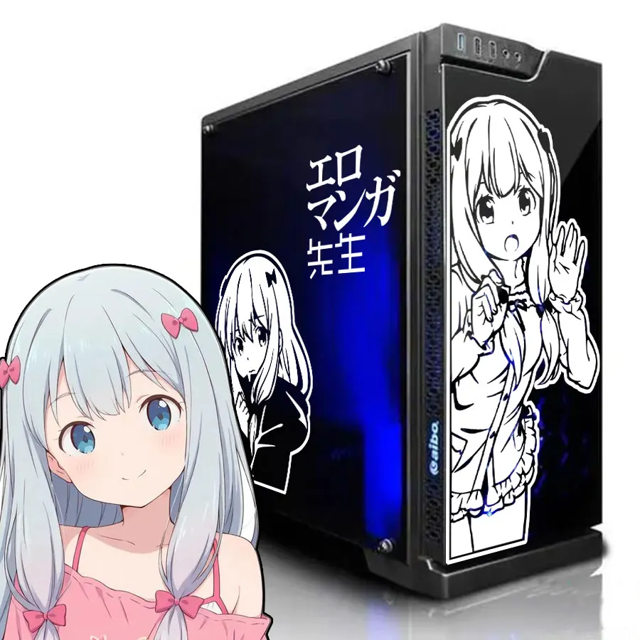 

Izumi Sagiri Anime Stickers for Atx PC Case,Cute Cartoon Decor Decals for Computer Chassis Skin,Hollow Out Sticker
