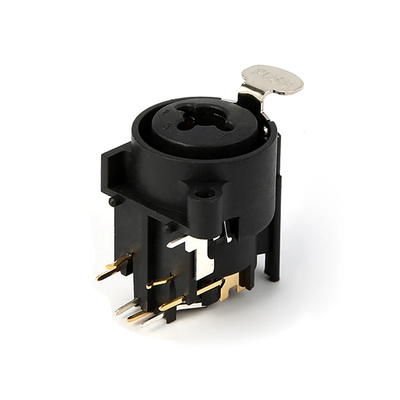 1Pcs 3 Conductor XLR Receptacle Female Socket Panel Mount 1/4 Audio Jack 6.35MM TRS Stereo Jack PCB Solder 7 Pin Right Angle