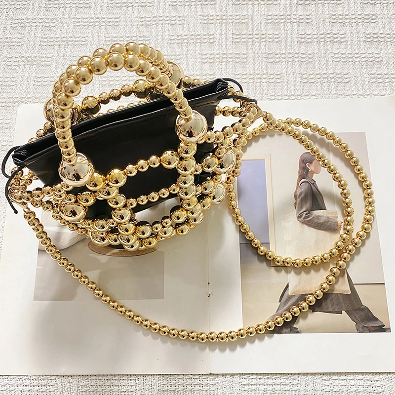 Handmade Openwork Phone Case Single Strand Beaded Crossbody Bag Drawstring Korean Fashion Single Shoulder Retro Bag
