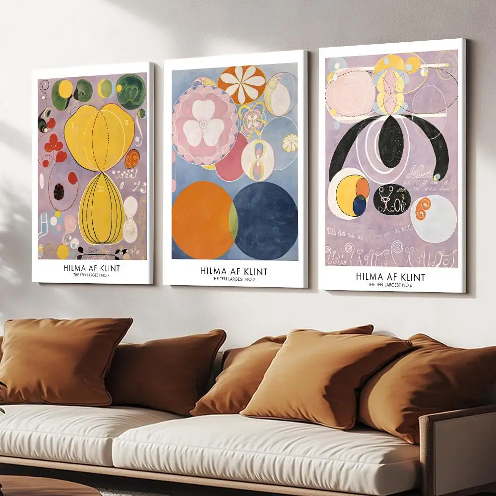 h-Hilma af Klint Painting Calligraphy Wooden Framed Canvas Poster Wall Art HD Waterproof Print Home Decor