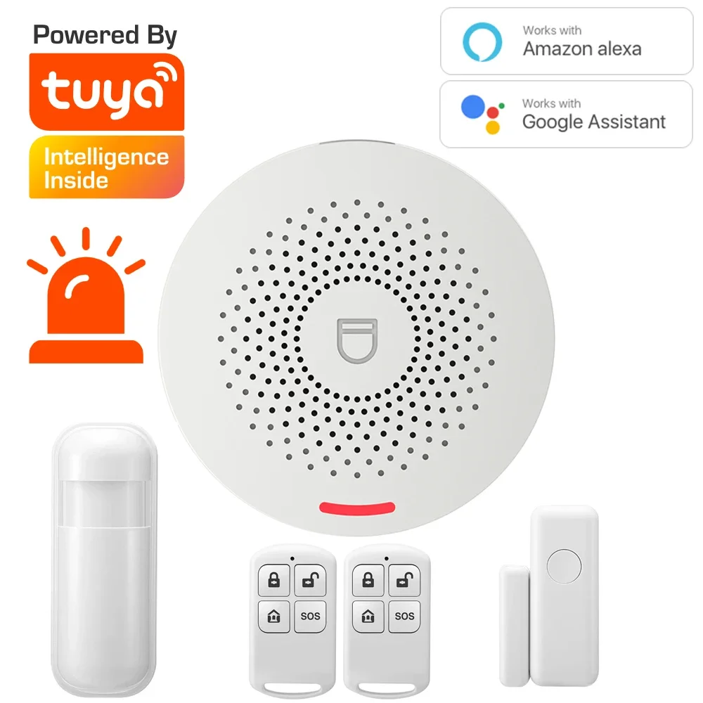 ZSWKD-Kits de sistema de alarma Tuya Wifi, seguridad inalámbrica antirrobo con Detector de movimiento, Sensor de puerta, aplicación Smart Life,