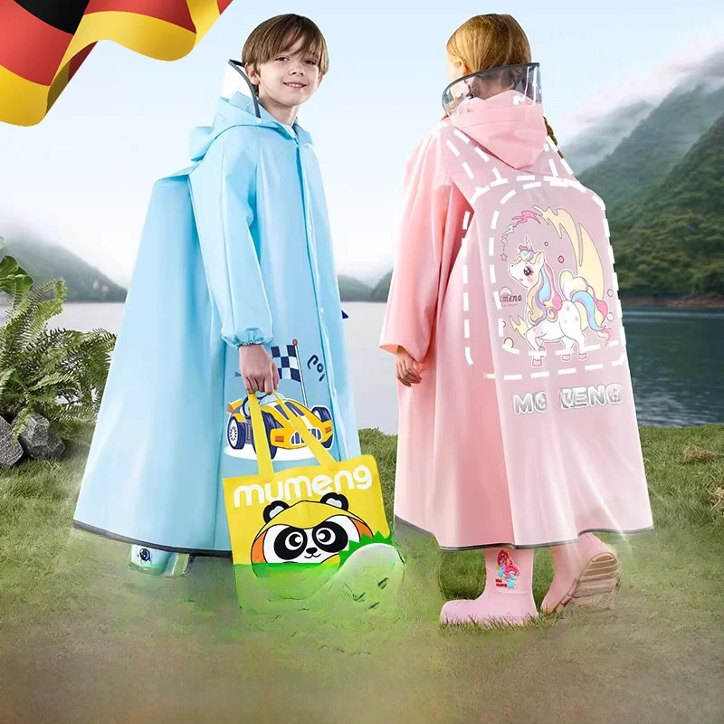 

Детский дождевик для мальчиков, полностью водонепроницаемый, дышащий, с местом для школьной сумки, для велопрогулок, износостойкий, для школы и походов