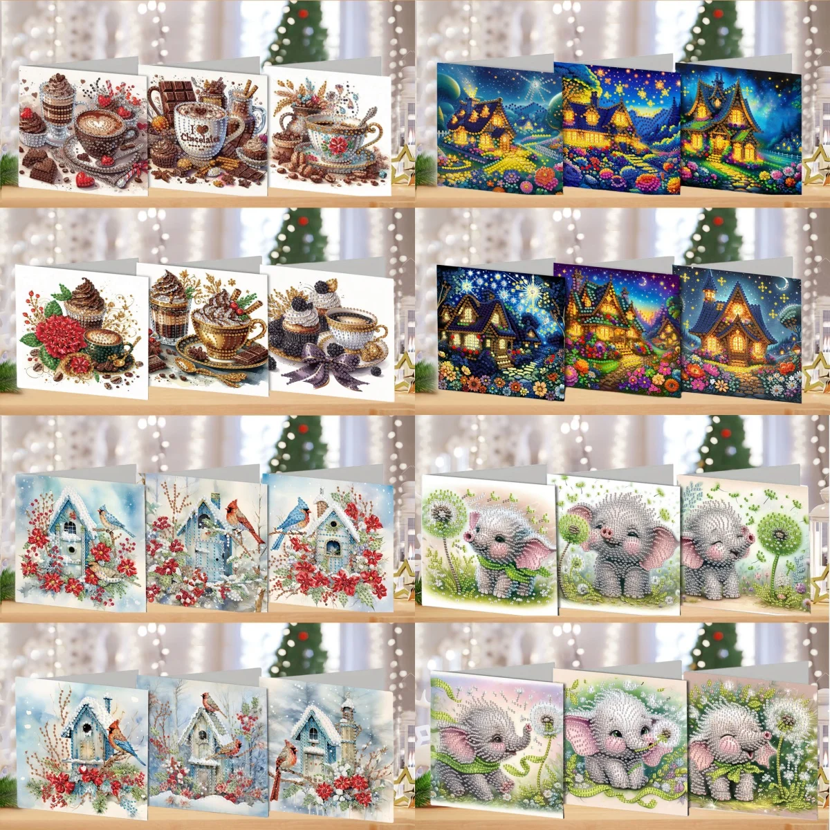 6 بطاقات تهنئة لمجموعة أدوات تهنئة منزلية/فيل/ماسية يمكنك صنعها بنفسك، تعبر حب وكتابة رومانسي لا تتحدث