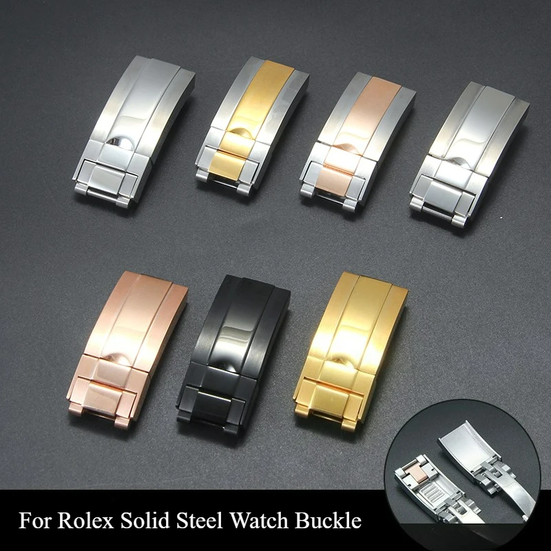 For Rolex Daytona Yacht Solid Stainless Steel Folding Buckle Black Golden Rose 9x9 9x16mm Classic Style Exquisite Watch Buckle