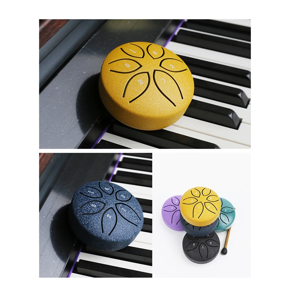 A71P 3 بوصة 6 لهجة الصلب اللسان طبلة يدوية صغيرة الطبول مع أفخاذ قرع الآلات الموسيقية طبل أصفر #3