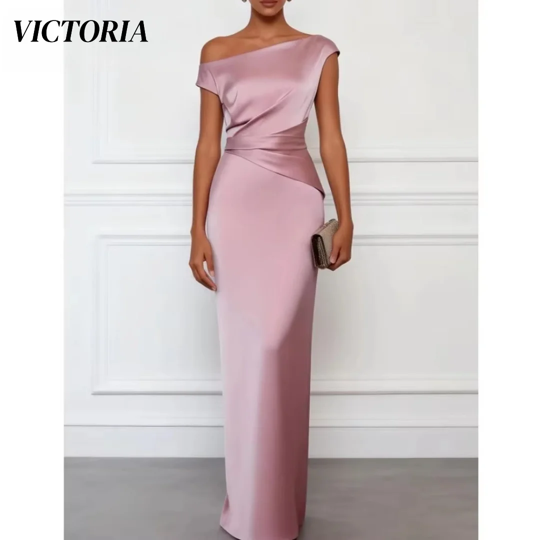 VICTORI Aelegant Column Floor Length Asymmetrical One-Shoulder women's wedding party  Mother Of The Bride Dresses Customized