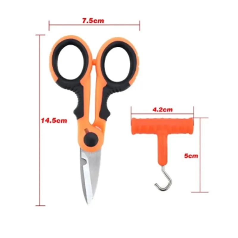 Stainless Steel Fishing Scissor Accessories Portable Scissors Plier Cut PE Braid Line with Puller Tool Fishing Tool