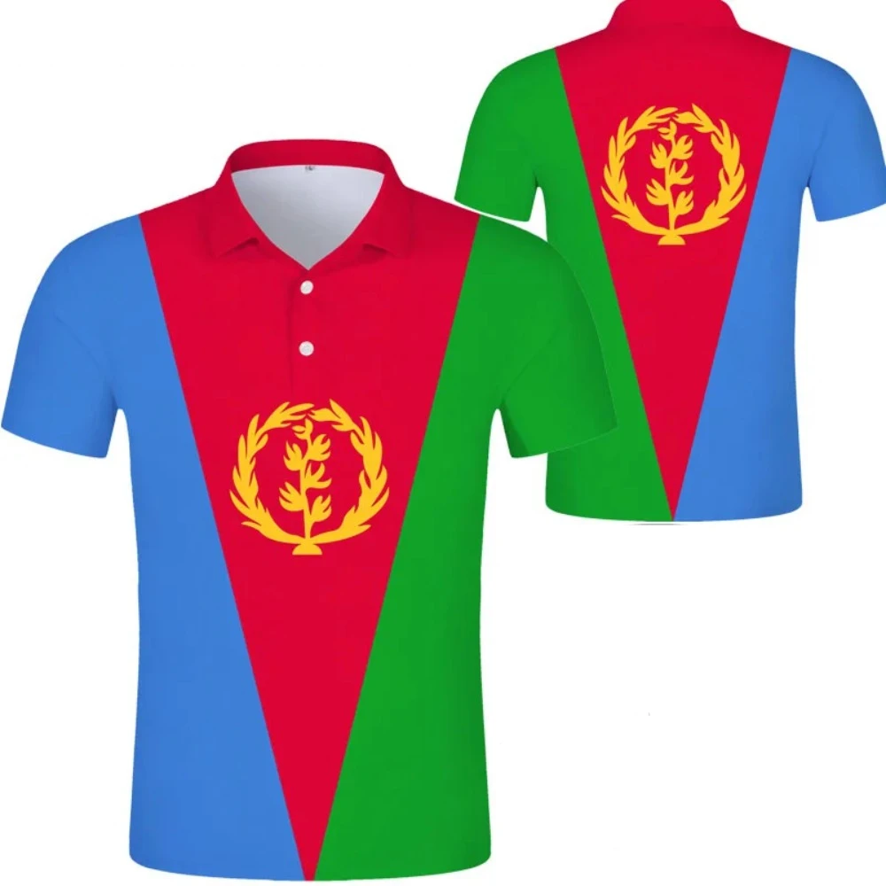 New Eritrean National Flag Graphic Polo Shirt Eritrean National Emblem Men's Tops  National Day Gifts High Quality Clothing