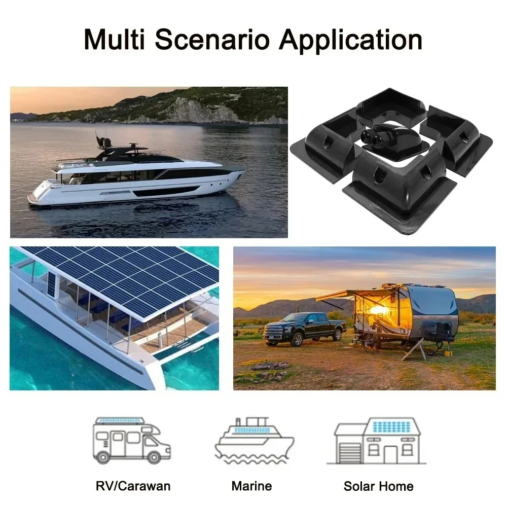 2/4/6Pcs RV/Caravan Solar Junction Box ABS Mounting Kit Corner Side Panel Bracket Roof Installation for Marine Camper Yacht