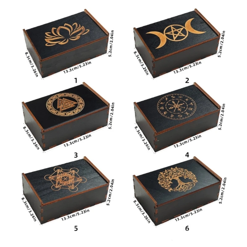 Caja de almacenamiento de cartas de Tarots de juego de madera, contenedor portátil, caja de baratijas de astrología, estuche de almacenamiento de adivinación, fácil de usar