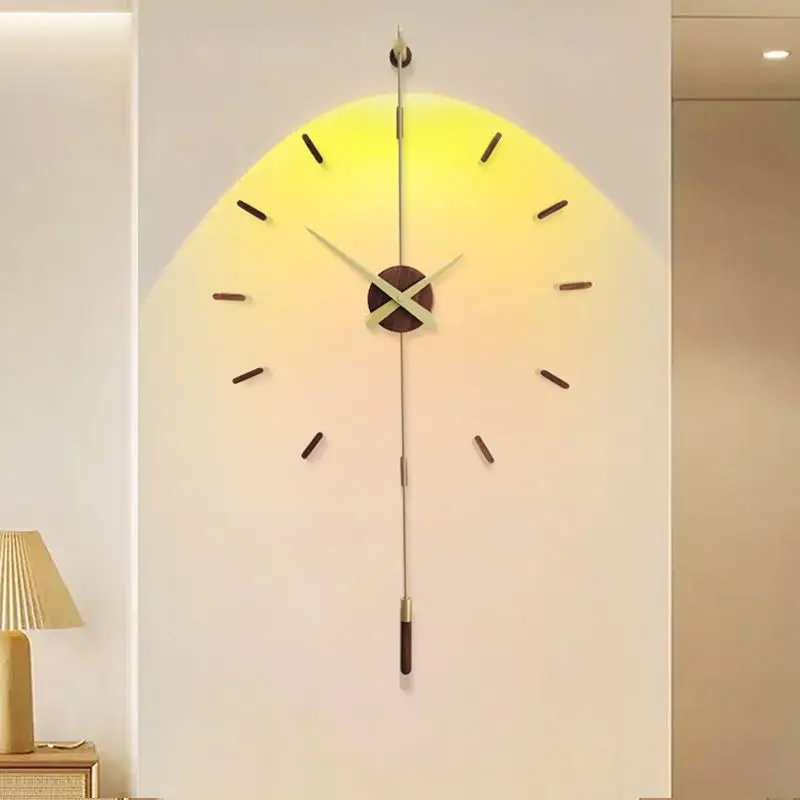 

Spanish wall clock living room home fashion atmosphere silent clock brass creative personality Internet celebrity black walnut t