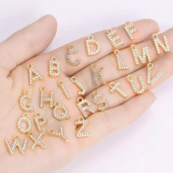 10Pcs Fine Letters Jewellery Gold Plated Zircon 26 Alphabet Charm Set Jewelry Making Necklace A-Z Pendant Diy Name Accessories