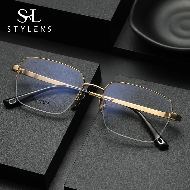 

STYLENS pure titanium lightweight business glasses square frame reading glasses men women progressive prescription glasses 80914
