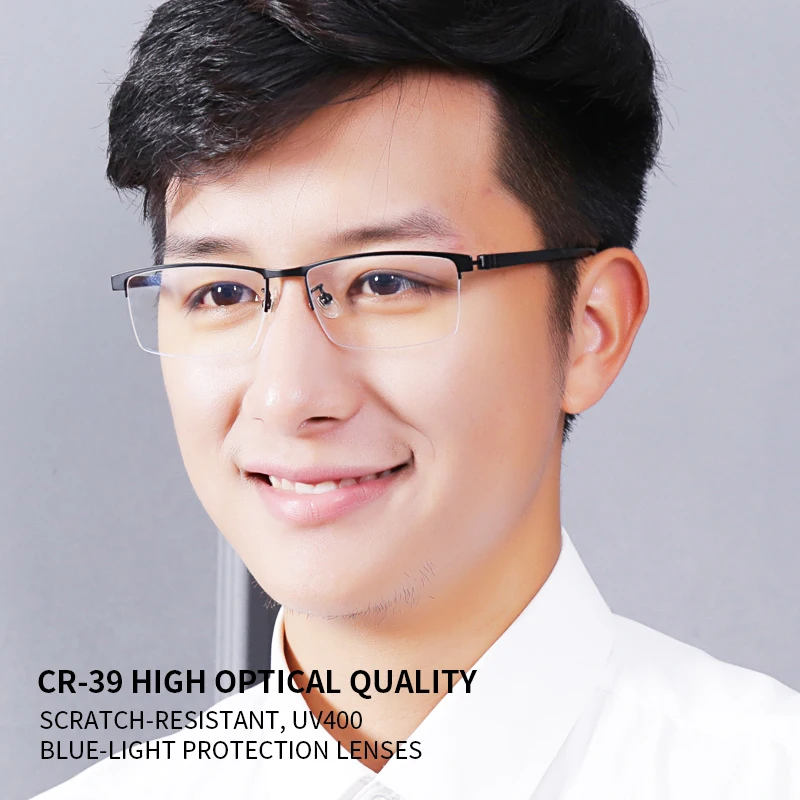 Progressive Multifocus Reading Glasses Men, Blue Light Blocking Presbyopia Eyeglasses,Lightweight half Frame,Hard & Multi-coated