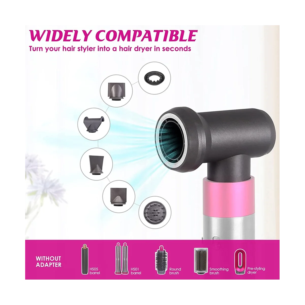 Professional Concentrator and Adapter Kit for Dyson Airwrap Styler, for Curling Iron Converting to Hair Dryer