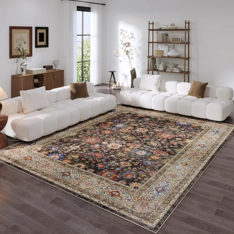 Vintage Floral Print Decorative Living Room Carpet Machine Washable Bedroom Plush Mat Fashion Coffee Table Rug Ковер Tapis 러그